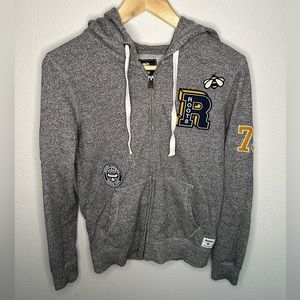 Roots Patches Zip Up Gray Hoodie